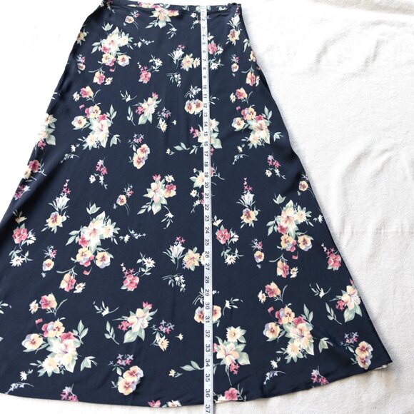 Vintage Navy Floral Maxi Skirt | 90s Boho | Romantic Whimsigoth | CottageCore - Picture 8 of 8